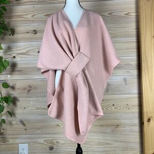 Dolce Cabo Poncho Women OS Pink Wrap Draped Open Front Soft Knit Shawl Pastel
